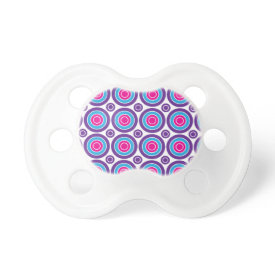 Fun Hot Pink Purple Teal Concentric Circles Design Baby Pacifiers