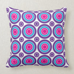 Fun Hot Pink Purple Teal Concentric Circles Design Pillows