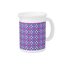 Fun Hot Pink Purple Teal Concentric Circles Design Beverage Pitcher