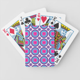 Fun Hot Pink Purple Teal Concentric Circles Design Card Deck