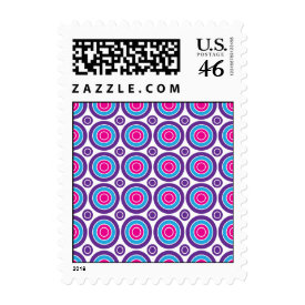 Fun Hot Pink Purple Teal Concentric Circles Design Postage
