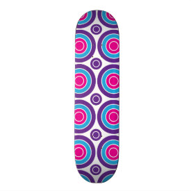 Fun Hot Pink Purple Teal Concentric Circles Design Custom Skate Board