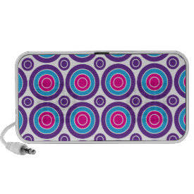 Fun Hot Pink Purple Teal Concentric Circles Design Portable Speaker