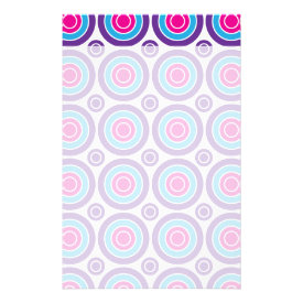 Fun Hot Pink Purple Teal Concentric Circles Design Customized Stationery