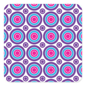 Fun Hot Pink Purple Teal Concentric Circles Design Stickers