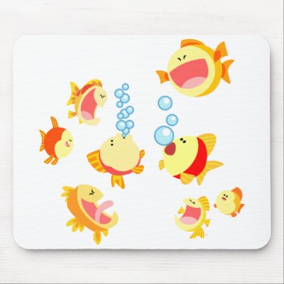 Fun in The Fish Tank Cartoon Mousepad by Lioness_Graphics