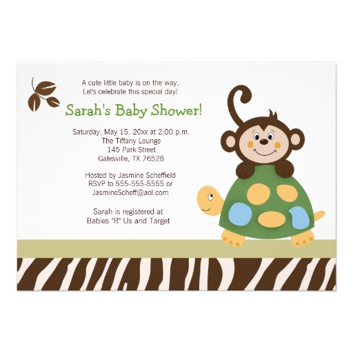 Fun in the Jungle 5x7 Baby Shower Invitation