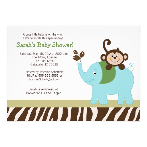Fun in the Jungle Elephant Baby Shower Invitation (front side)