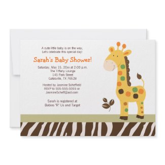 Fun in the Jungle Giraffe Baby Shower Invitation