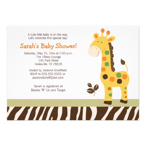 Fun in the Jungle Giraffe Baby Shower Invitation