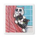 Fun In The Shower - Cat Magnet by LisaMarieArt Fun In The Shower - Cat Magnet
