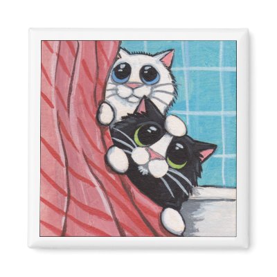 Fun In The Shower - Cat Magnet