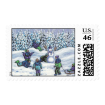 Fun in the snow postage