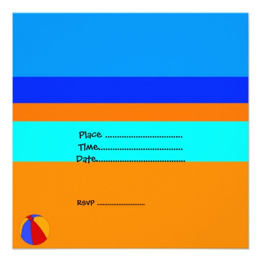 Fun Kids birthday Party Beach party Custom Invites