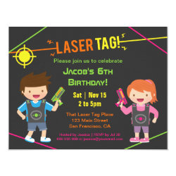 Fun Kids Laser Tag Birthday Party Invitations