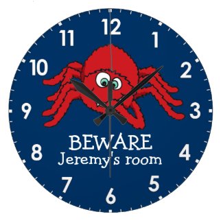 Fun kids spider beware named wall clock