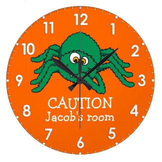 Fun kids spider caution named wall clock