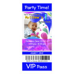 Fun Kids VIP Pass Event Ticket Photo Party (blue) Custom Invitations