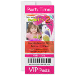 Fun Kids VIP Pass Event Ticket Photo Party fuschia Announcement