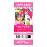 Fun Kids VIP Pass Event Ticket Photo Party (pink) Invite