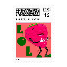 Fun Lauging Strawberry LOL Anthropomorphic Stamps
