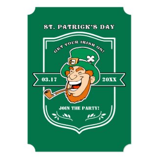 Fun Leprechaun Badge St. Patrick's Day Invitations