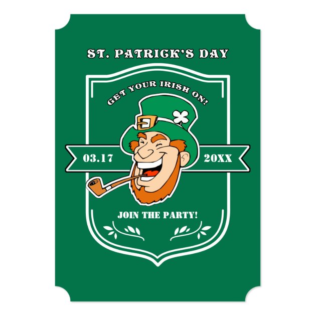 Fun Leprechaun Badge St. Patrick's Day Invitations