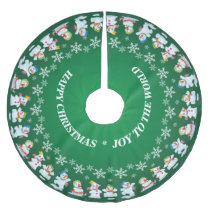 Fun Loving Snowmen and Snowflakes Brushed Polyester Tree Skirt
