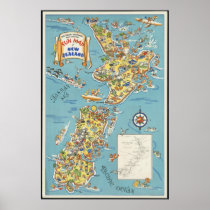Fun map of New Zealand Print