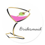 fun martini gold round sticker