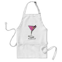 fun martini hot pink aprons