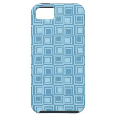 Fun Modern Blue Squares Pattern Gifts iPhone 5 Cases