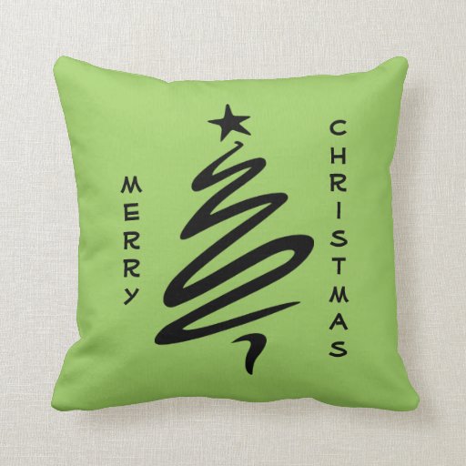 Fun Modern Christmas Tree Green or Custom Color Pillow Zazzle