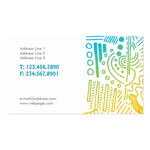 Fun Modern Colorful Doodle Profile Template Business Cards (back side)