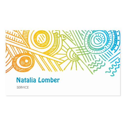 Fun Modern Colorful Doodle Profile Template Business Cards (front side)