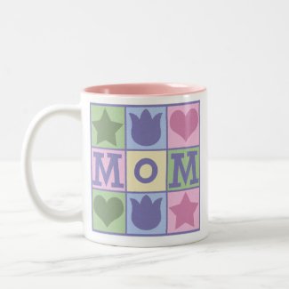 Fun Mom Quilt Squares Pink Two-Tone Mug