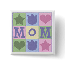 Fun Mom Quilt Squares Square Button