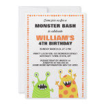 Fun monster birthday party invitation for kids