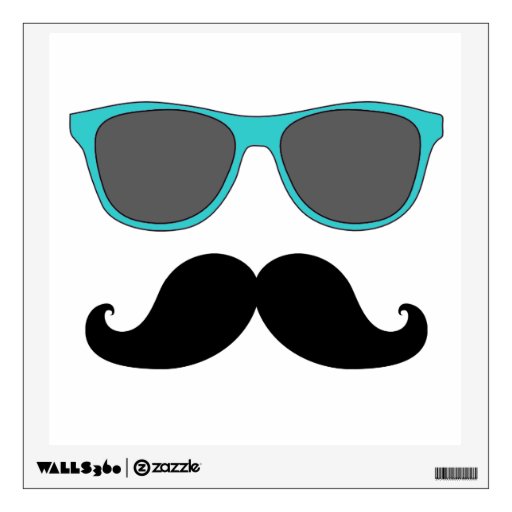 FUN MUSTACHE AND BLUE SUNGLASSES WALL DECAL | Zazzle