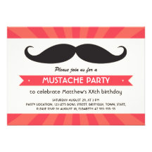 Fun mustache birthday party custom invitations