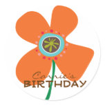 Fun Orange Daisy Pop Custom Favors Label / Sticker