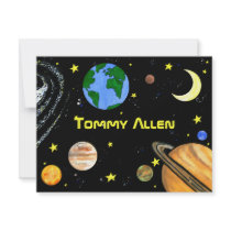 Fun Outer Space Note Card Personalized Announcements