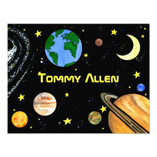 Fun Outer Space Note Card Personalized Announcements