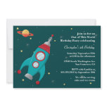 Fun outer space rocket birthday party invitation