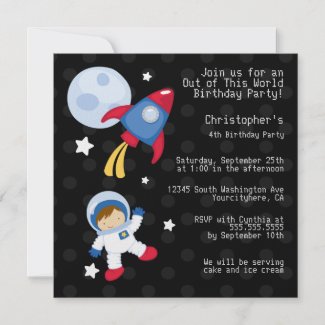 Space Birthday Party on Fun Outerspace Astronaut Birthday Party Invitation Invitation