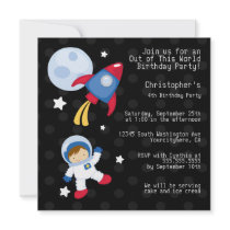 Fun outerspace astronaut birthday party invitation