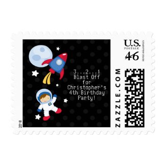 Fun outerspace astronaut birthday party stamps stamp
