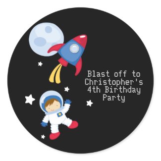 Fun outerspace astronaut birthday party stickers sticker