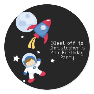 Fun outerspace astronaut birthday party stickers sticker