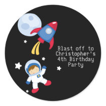 Fun outerspace astronaut birthday party stickers
